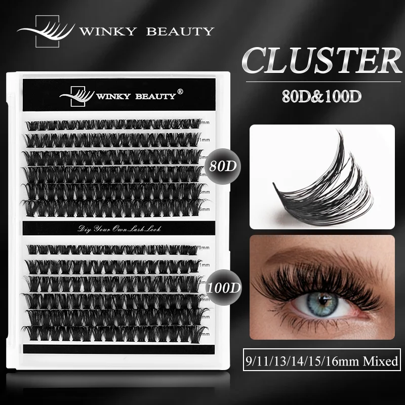 Flauschige 80D & 100D Cluster Wimpern Wimpernverlängerung DIY handgemachte falsche Wimpern einzelne Hot Melt segmentierte dichte Selbstpfropfung