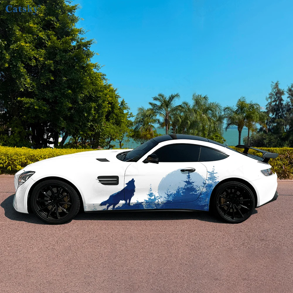 

Одинокий волк, ревущая луна, автомобильные виниловые наклейки, самоклеящаяся наклейка из ПВХ, подходит для грузовиков, внедорожников, декора, автоаксессуары, подарок