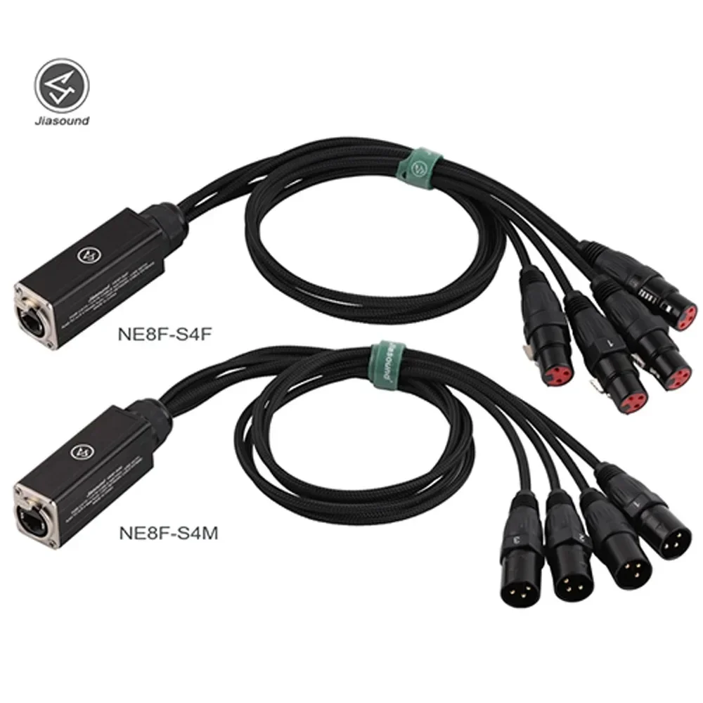 XLR Audio Snake 4 Channel 3 Pin Multi Network Breakout for Stage and Recording Studio Female& Male Cable Stage Audio NE8F-S4M