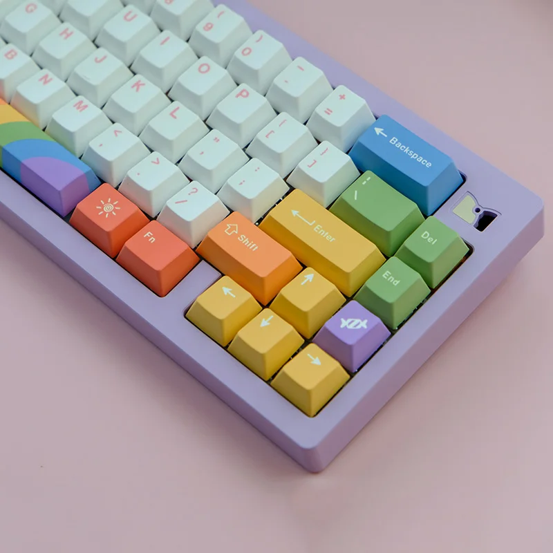 129 keys Rainbow Theme Keycap Cherry Profile DYE-SUB Color PBT Keycap With 1.75U 2U Shift For MX switch Mechanical Keyboard