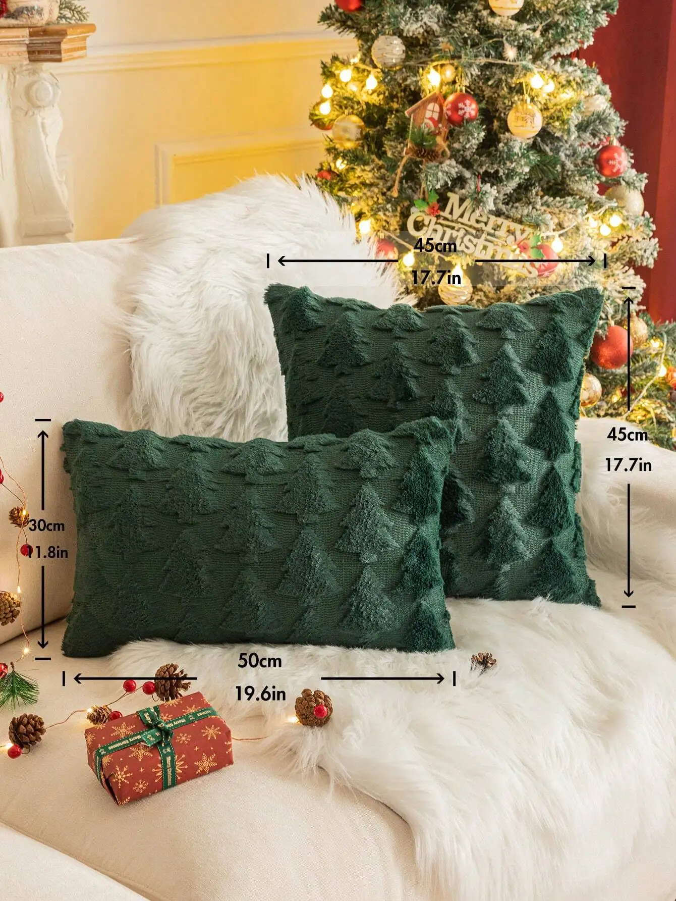 

1pc Embroidered Christmas Tree Pillow Cover Anti vibration pads Felt pads Martini color sticker Portable washing machine