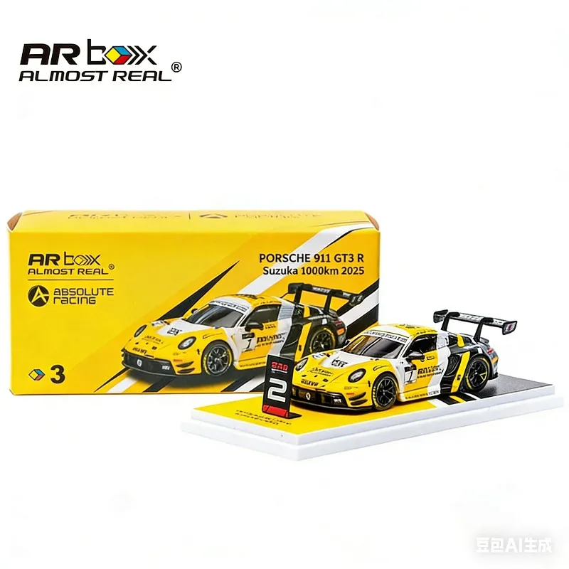 ar-box-1-64-911-gt3-r-modele-de-voiture-statique-en-alliage-d'aluminium-moule-sous-pression-objet-de-collection-et-de-decoration-pour-garcons