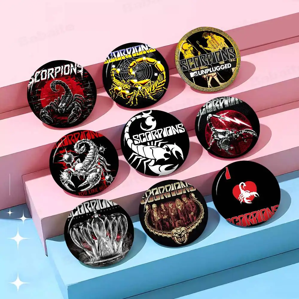 Hard Rock Band S-Scorpions 58mm Cute Anime Figure Icon Badge Handmade Tinplate Brooch for Backpack Clothes Chest Ornament Gifts