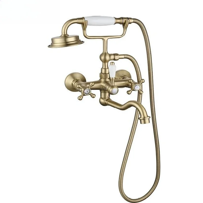 

Simple shower shower, bathtub, hotel, European antique shower, golden faucet, simple shower.