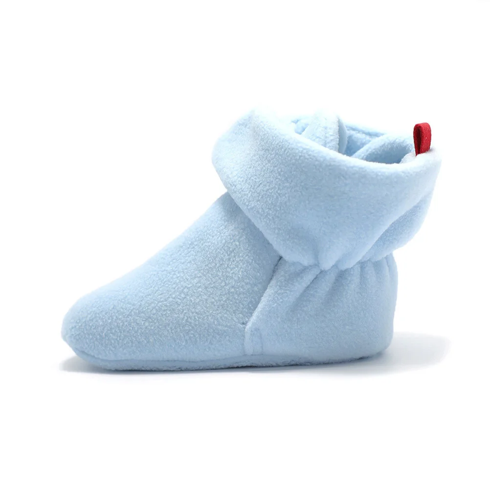 Sepatu Kaus Kaki Anti Selip Bayi Bulu Karang Biru Muda 13Cm 53G Sandal Balita Musim Dingin Prewalker Kaus Kaki Nyaman Menyerap Keringat Sejuk