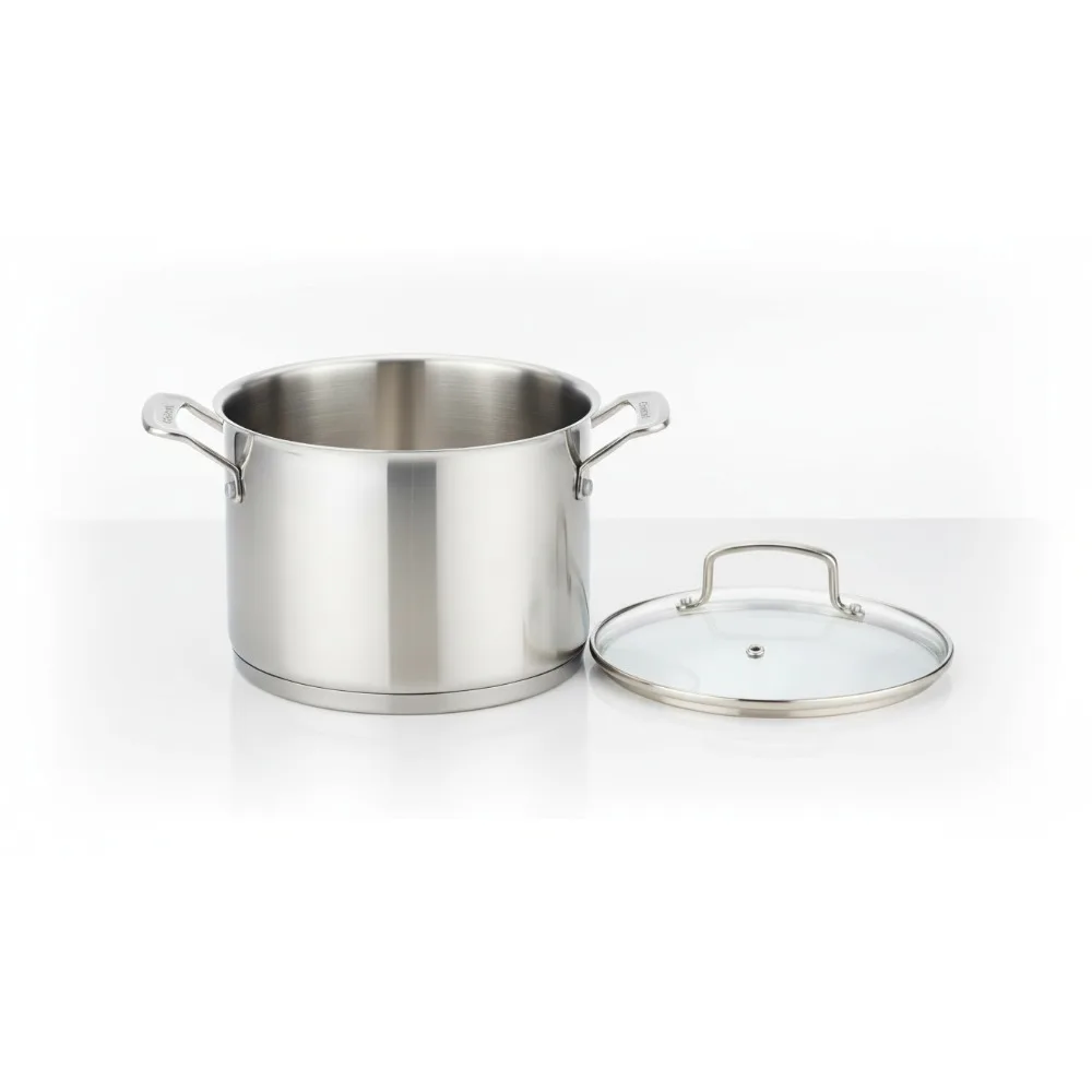 

6-Quart Stainless Steel Stockpot with Lid - Fast Heating, Even Heat Distribution for Home Cooking