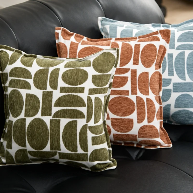 Colorful Yellow Geometric Pillows Luxury Chenille Cushion Case Modern Decorative Pillow Cover For Sofa Chair Home Decorations