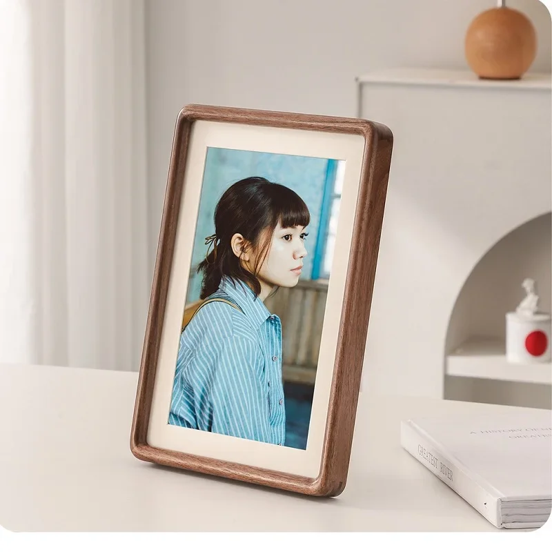 Solid Wood Picture Frame Walnut Corner Frame for Home Display, Durable Photo Frame for Family Decor