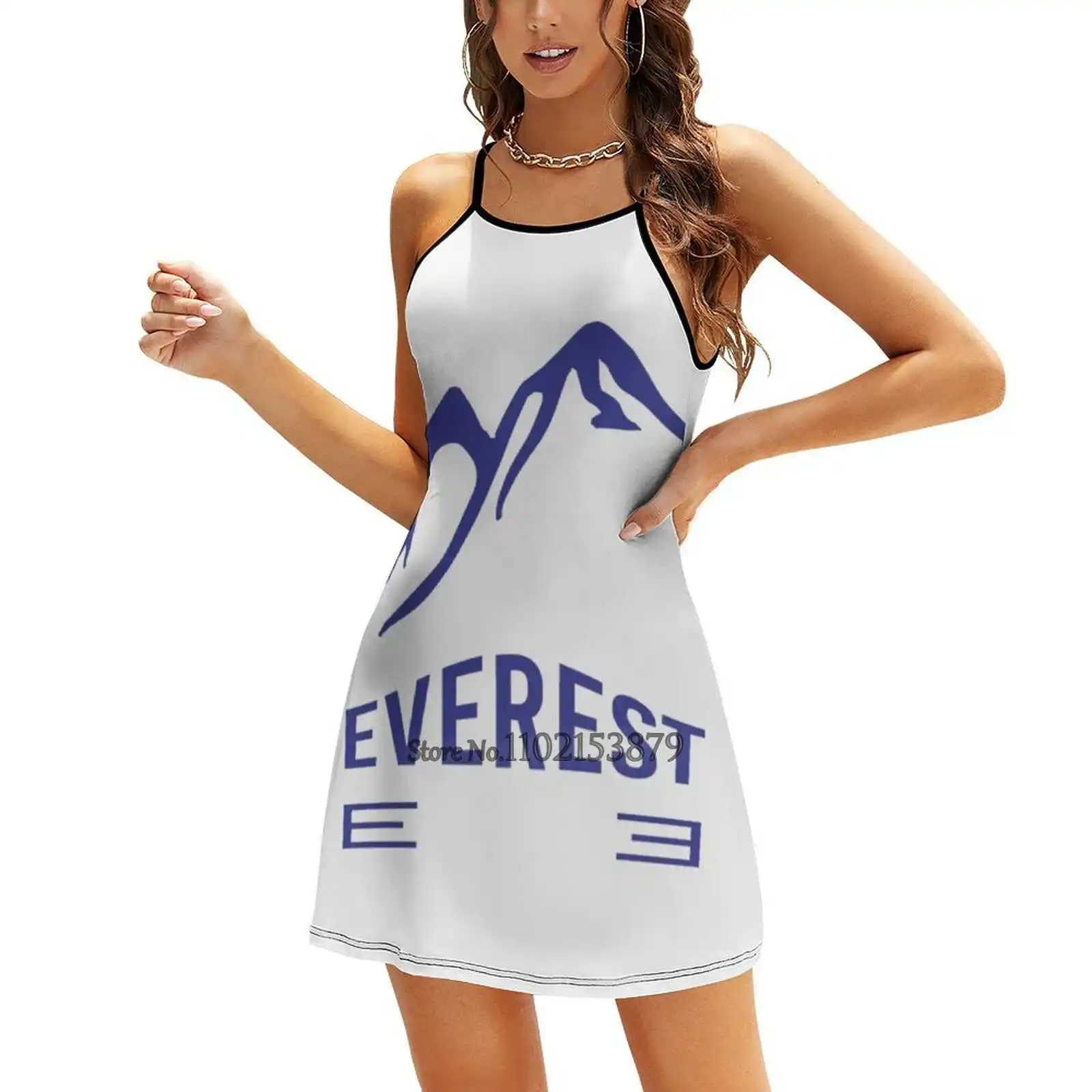 Everest T-Shirt Mehrere Stile Kleider Kleid mit quadratischem Ausschnitt Neues elegantes Damen-Taillen-enges Kleid Everest Blue Geek Griechisch