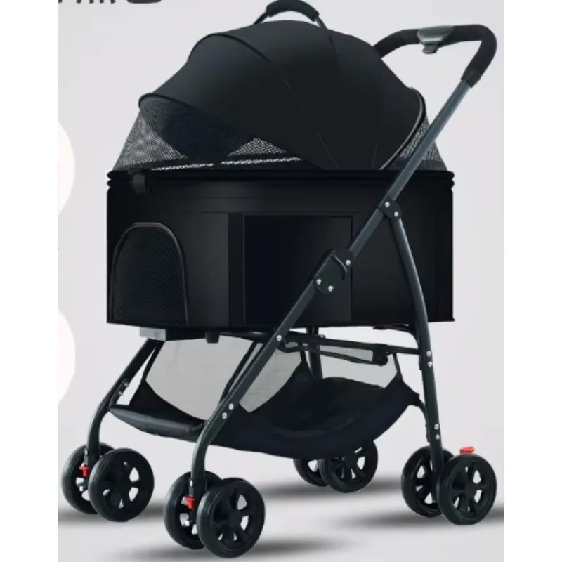 

2 in 1 Foldable Adjustable Fabric Luxury Lightweight 4-Wheel Pet Stroller for Cats & Dogs with Swivel Handle and 40kg Capacity