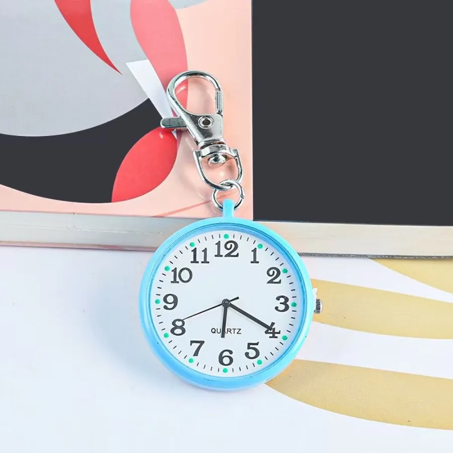 4/5 pcs Electronic Pocket Watch LED Keychain Nurse Pocket Watch Digital Watch for Student Backpacks Keys Pendant Timepiece