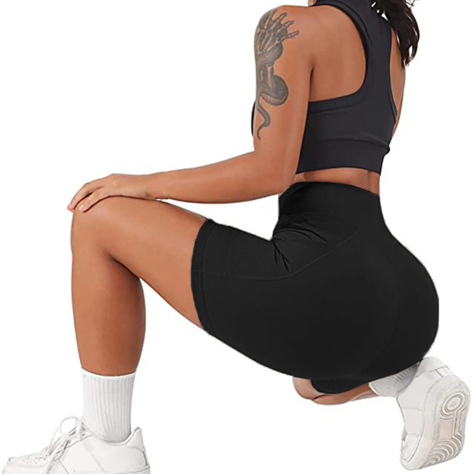 Cross Waist Push Up Gym Shorts Workout Running Gym Tights Ribbed Fitness Shorts Woman Leggings  Push Up Sport Yoga Shorts Women