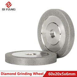 Disco de molienda de diamante galvanizado, afilador circular para herramientas de carburo de tungsteno, 60x20x5x6