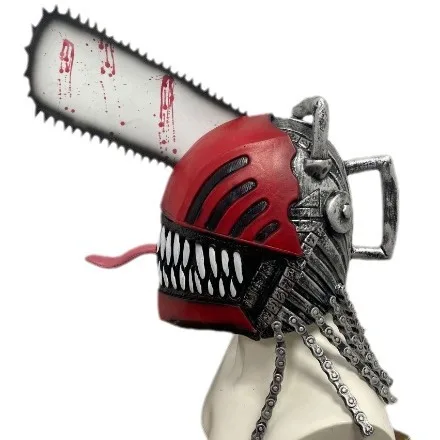 Komiksy grozy Chainsaw Man Lateksowa maska na głowę na Dzień Dziwaka Halloweenowa maska do odgrywania ról Cosplay Terror Nakrycie głowy Dekoracje Rekwizyty