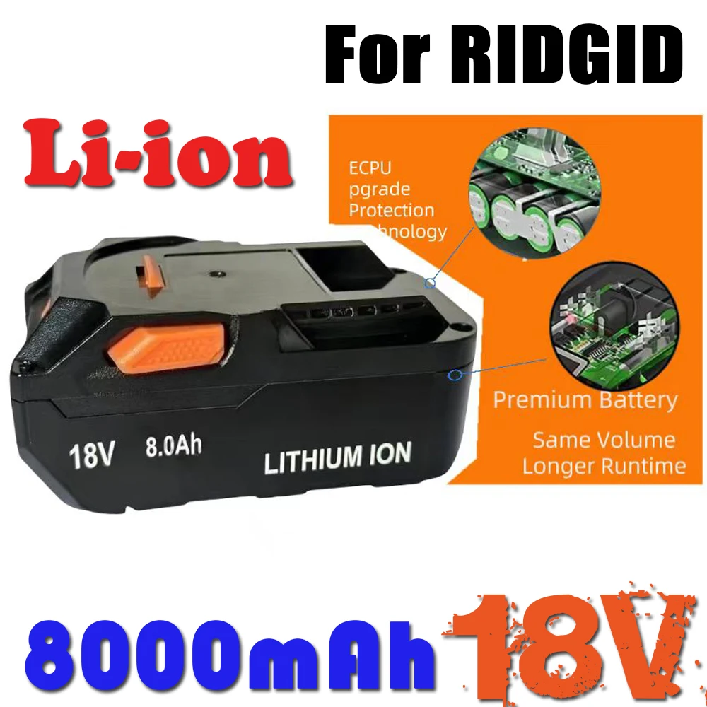 

R840087 AC840087P 6000mAh for Ridgid 18V Lithium Battery R840083 R840085 R840086 AC840085 AC840086 AC840089 Cordless Drill Tools