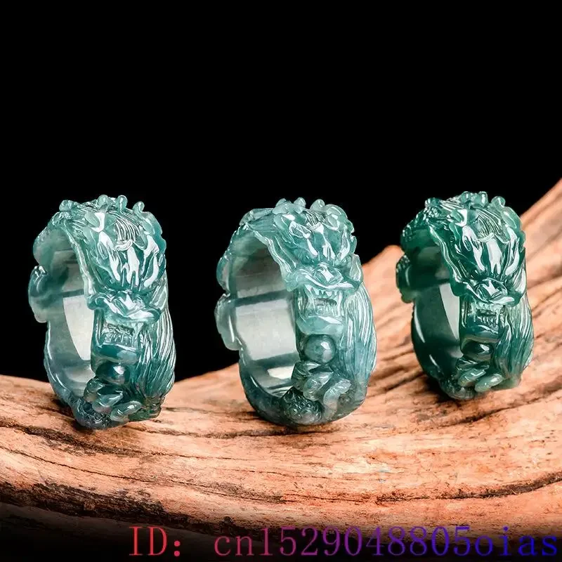 Imagem -03 - Anel de Dragão Jadeite Azul para Mulheres Pedra Preciosa Azul Real Talismãs de Jade Burmese Amuleto Designer Vintage Presente Natural