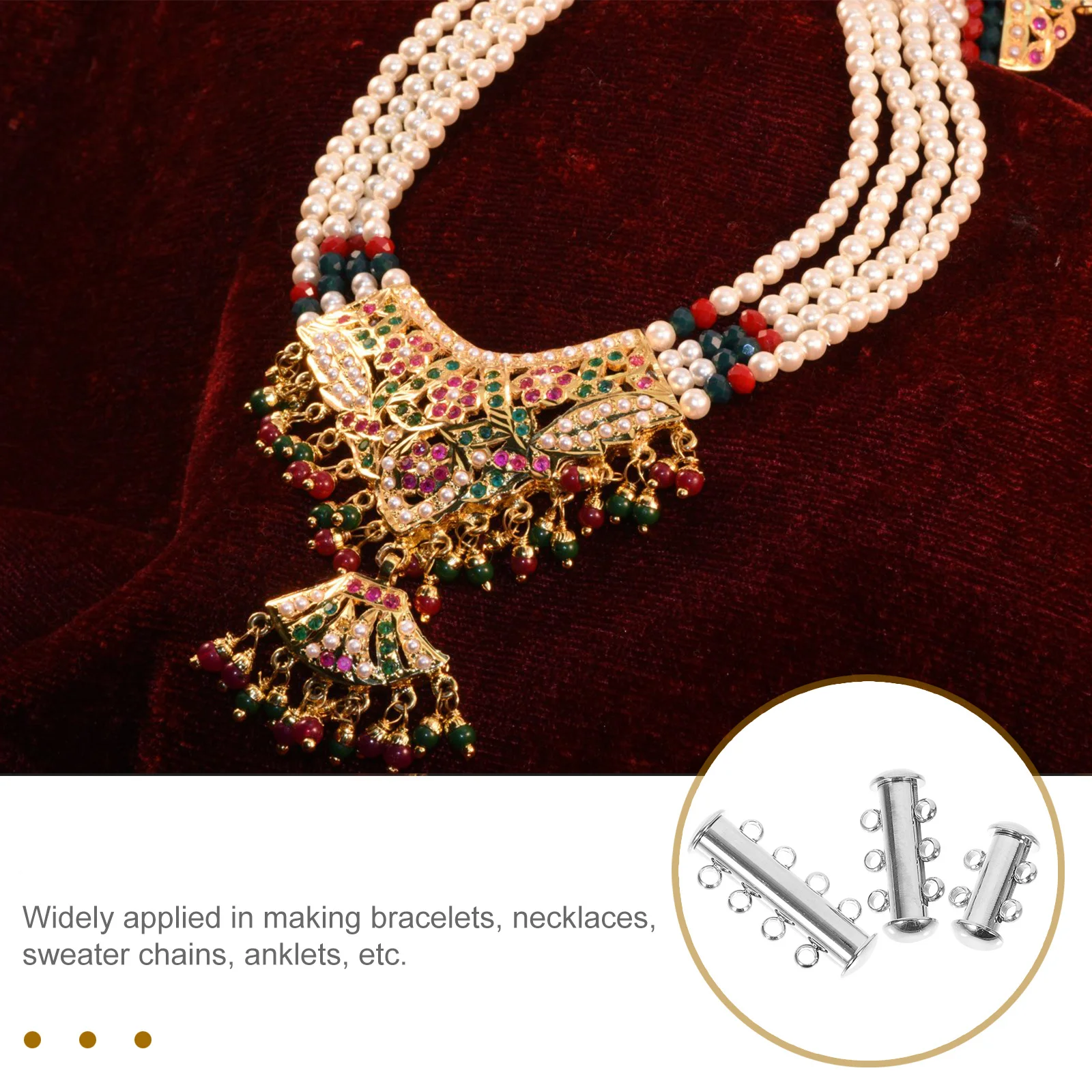 3pcs Metal Clasp Pearl Bracelet Jewelry Connector Durable Smooth Rust Resistant For Necklace Layering Clasps Bracelet Connecting