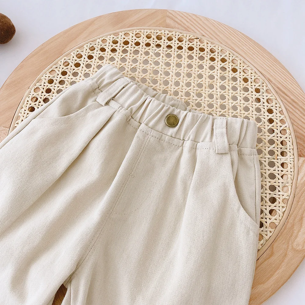 2026 Spring New Solid Casual Kids Baby Pants Elastic Waist Straight Pants for 0-5Y Boys Girls Trousers 6