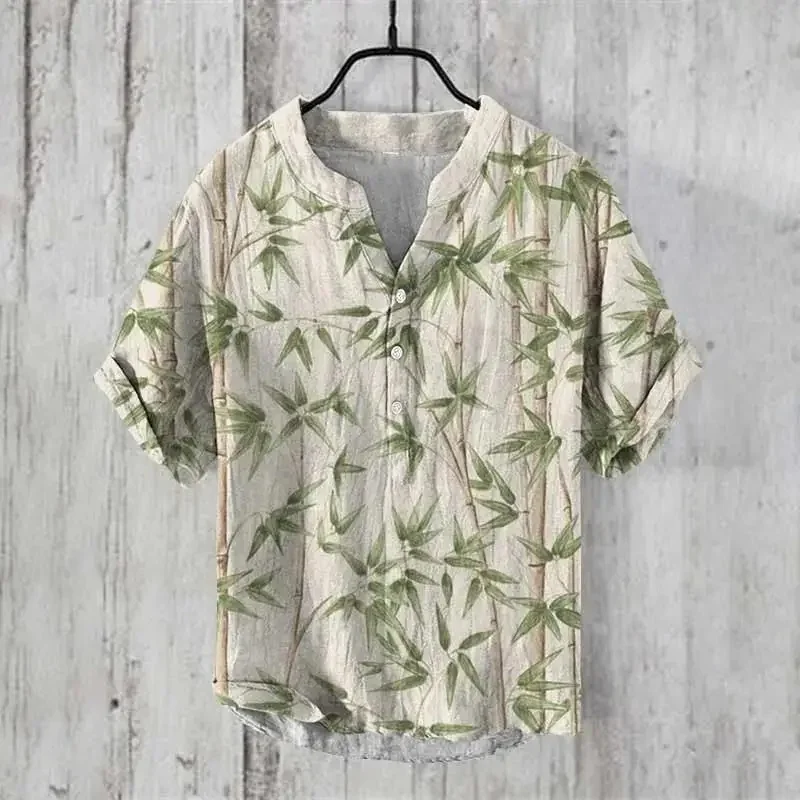 Retro floral shirt for men and women, loose and trendy, lazy couple, short sleeved shirt, Japanese seaside floral shirt trend