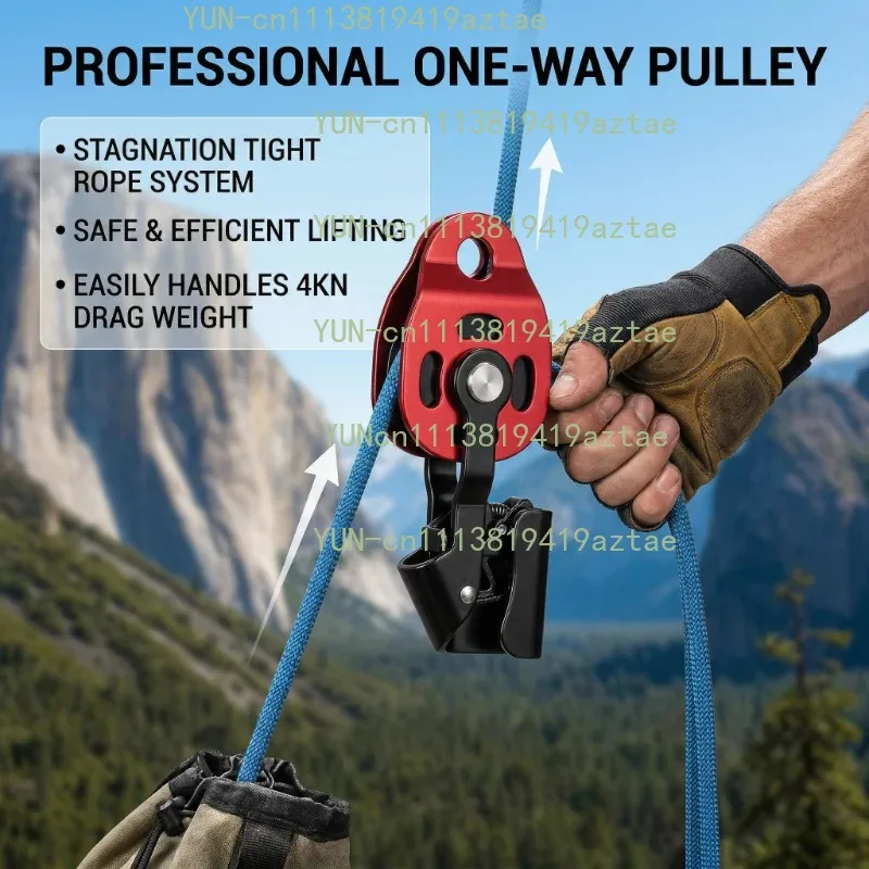 (NO ROPE) 1 PCS Heavy-duty One-way Lifting Pulley Lifting Tool Bracket Elevator Pulley Puller Trailer Equipment