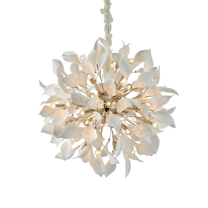 Ceramic Leaf White Hanging Lighting Fixture Chandeliers Lamp Bedroom Nordic Home Decor Pendant