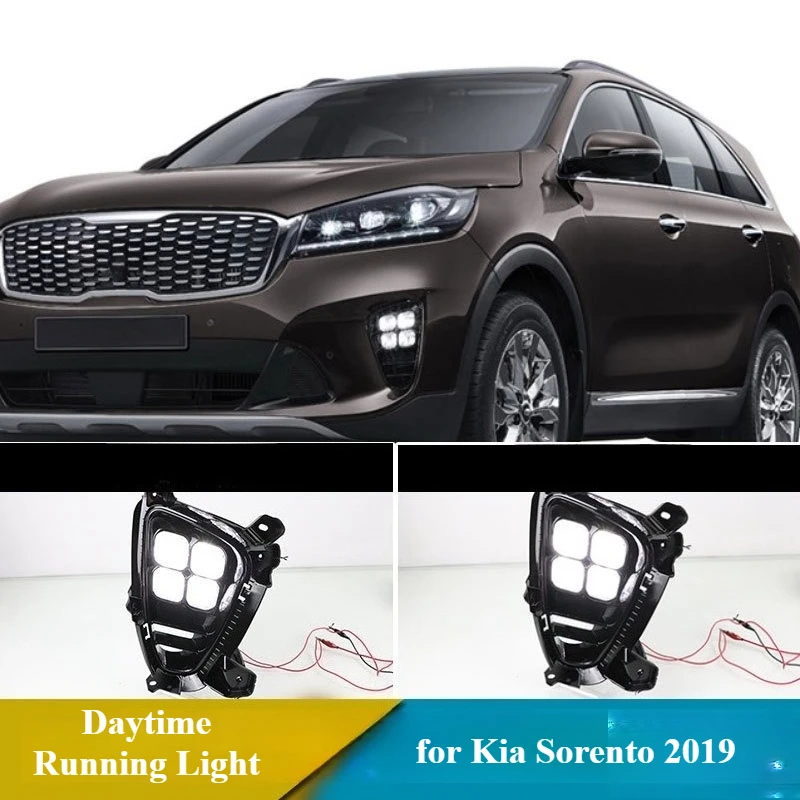 

Для Kia Sorento 2019 2 шт. автомобильные светодиодные дневные ходовые огни модифицированный передний бампер противотуманные фары DRL 12 В белый свет дневные фары аксессуары