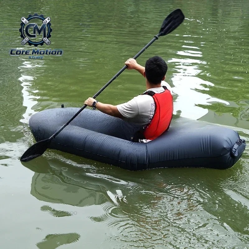 Ultra Lightweight Inflatable Packraft Roll Top Closure Inflatable Boat Foldable Kayak for Outdoor Fishing Lake River Water Sport