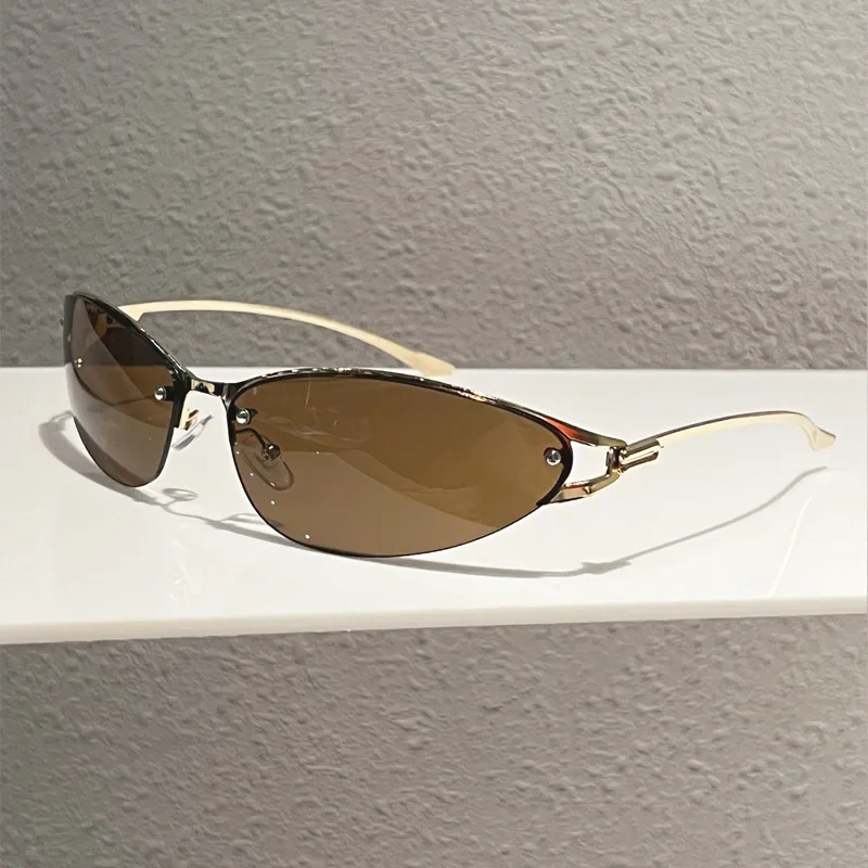 Neue Y2K Girl Technologie Mode Sonnenbrille Metall Cat-Eye Sonnenbrille für Frauen Trendige Marken-Brille für Männer Outdoor-Reise-Brillen – Detail 18