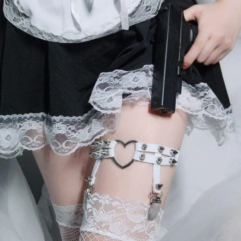 فاسق مسنبل الرباط حزام روك برشام مطاطا الحمالة حزام شخصية النساء فتاة الساق حلقة قلادة #1