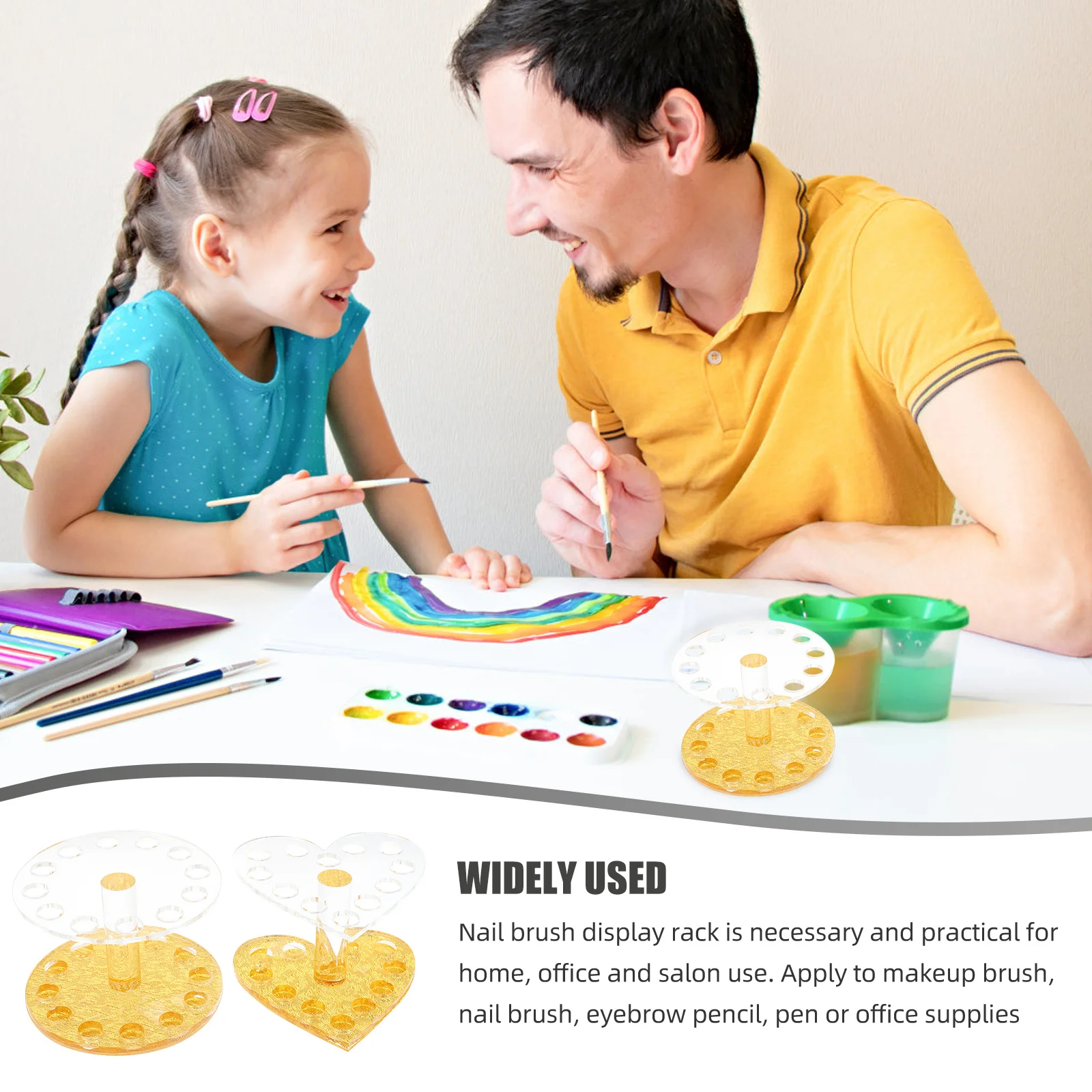 

2Pcs Acrylic Nail Pen Holder Heart Shaped Nail Art Pen Stand Manicure Brush Organizer Makeup Storage Rack