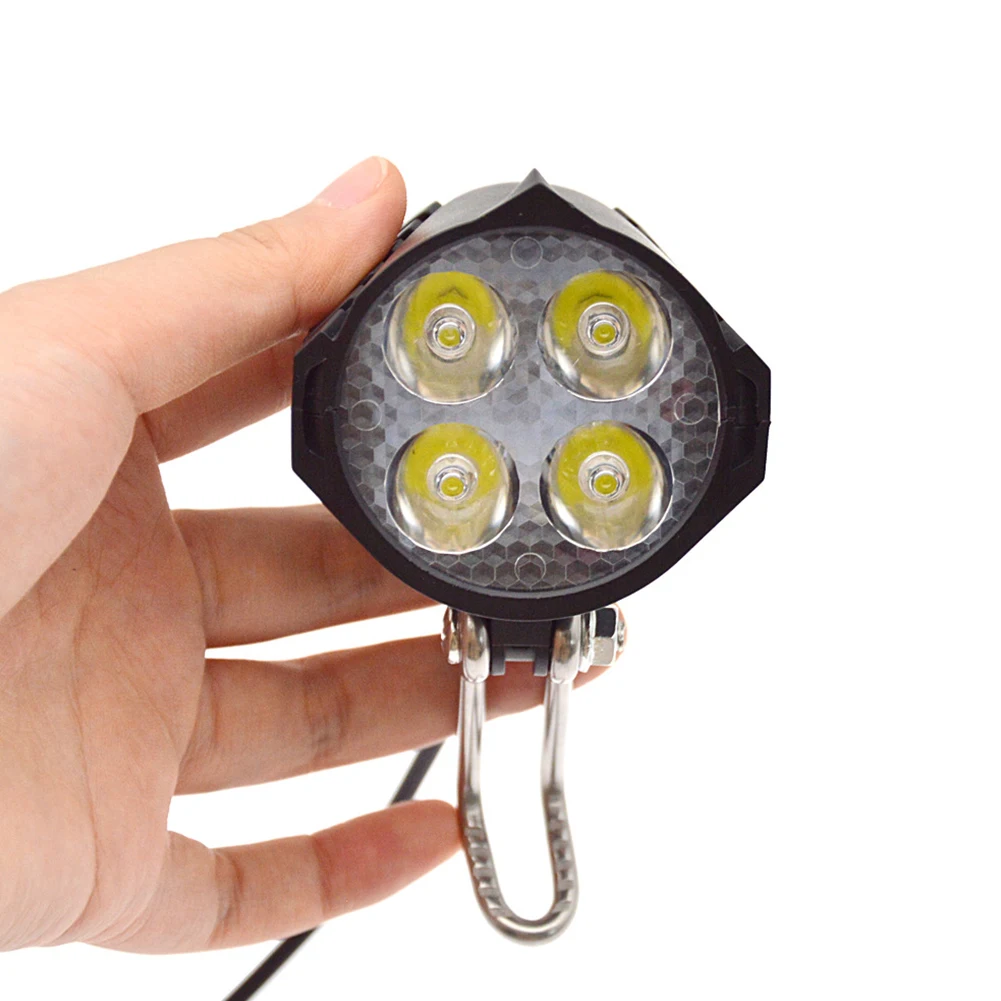 12W LED 36V 48V E-Bike Headlight High-brightness Horn Electric Scooter Front Light Adjustable Angle Cycling Accessories