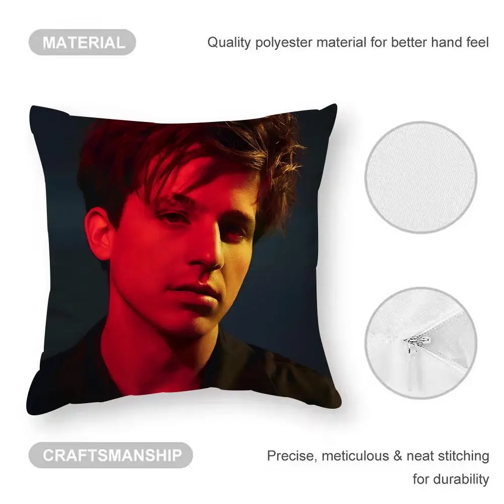 Hot Singer C-Charlie Puth Double-sided Printed pillow cover Short plush Suitable living rooms bedrooms sofas throw cushion cover