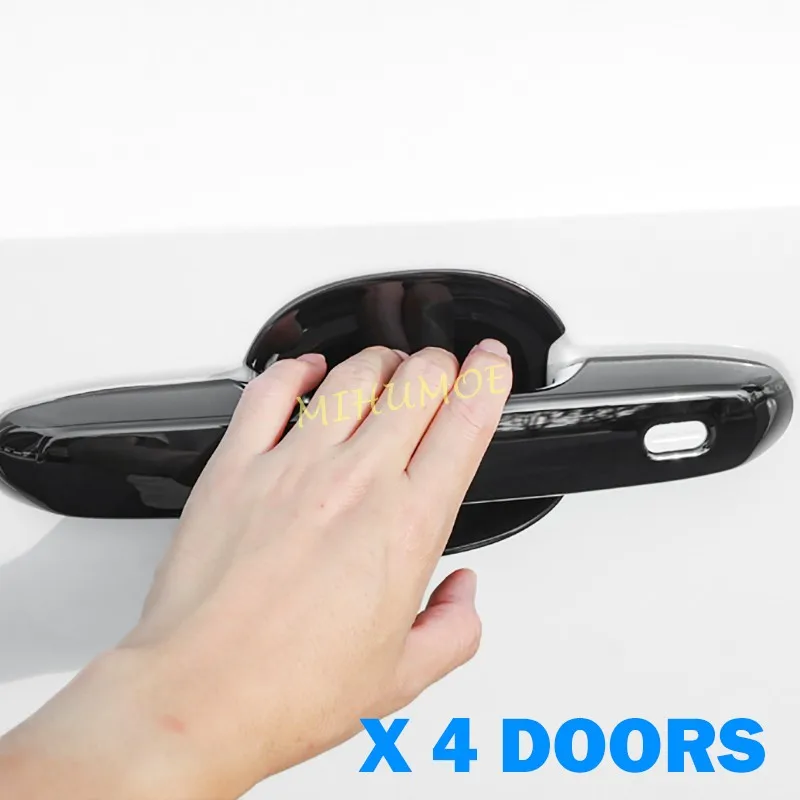 

For Toyota Grand Highlander 2024 2025 Glossy Black Car Door Handle Strip Cover + Bowl Cup Trim Styling Exterior Accessories
