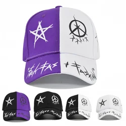 Custom Graffiti Baseball Caps Purple and White Patchwork Men Women Hip Hop Cap Fashion Sun Hat Casual Buckle Hats Snapback