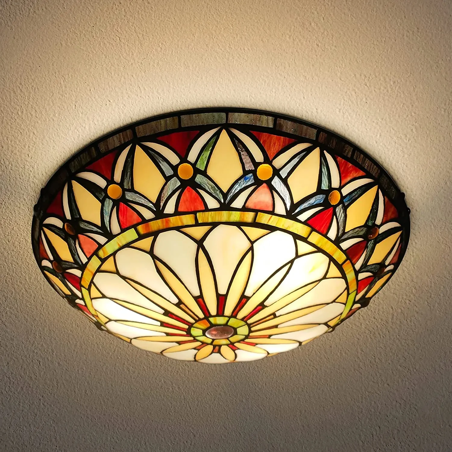 Colored glass ceiling light 16 inch embedded ceiling light, suitable for bedrooms, dining rooms, living rooms YX908TB