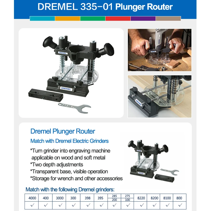 Dremel 335-01 Plunger Router Milling Cutter Driller Trimming Machine Base Accessories Electric Grinder Attach for Carpentry Tool