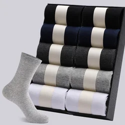 6 Pairs Men's 100% Cotton Socks Black White Gray Business Men Tube Socks Soft Breathable Spring Summer for Male Socks Plus Size