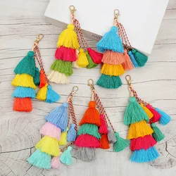 Handmade Braided Winding Tassel Keychain for Women Bag Pendant Car Hangings Colorful Tassel Pendants Keyring Christmas Gifts
