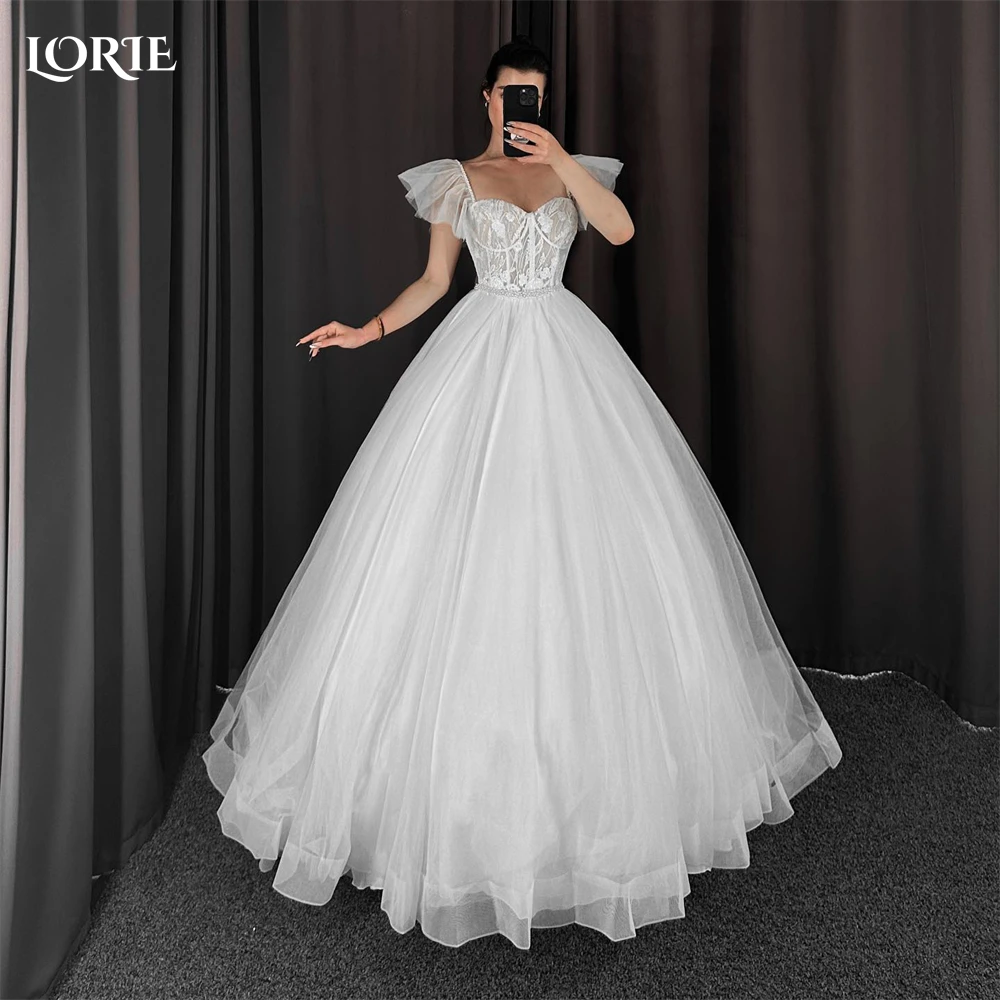 

LORIE Sweetheart Lace Wedding Dresses Vintage Appliques Ruched Sleeveless A-Line Bridal Gowns Princess Bride Gown robe de mariée