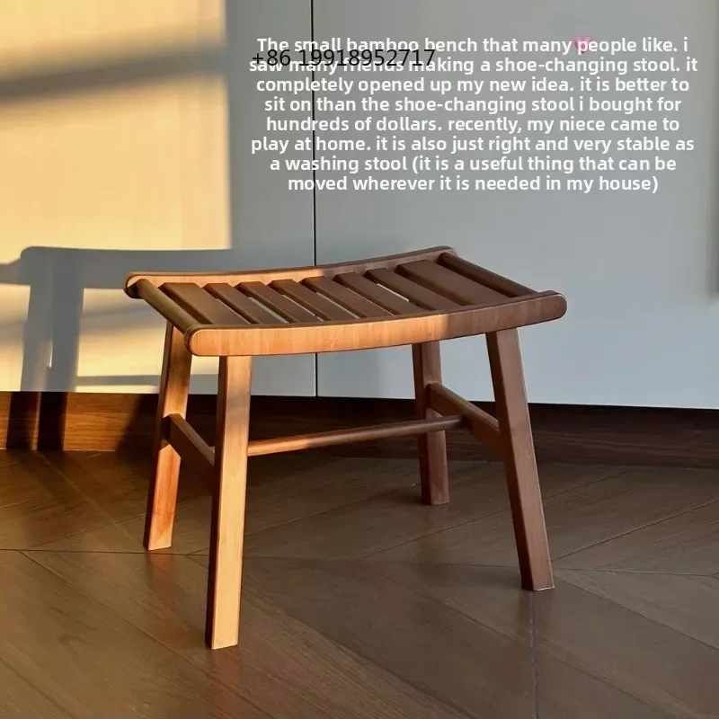 Solid Bamboo Saddle Stool Ergonomic Small Home Bench for Durable Curved Seat Smooth Rounded Edges Comfortable Sit JJ794