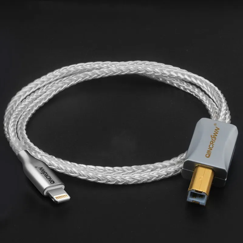 Lightning to USB-B iphone Data Line Sterling Silver Mobile Phone DAC Decoder Electronic Organ Power Amplifier Audio Cable