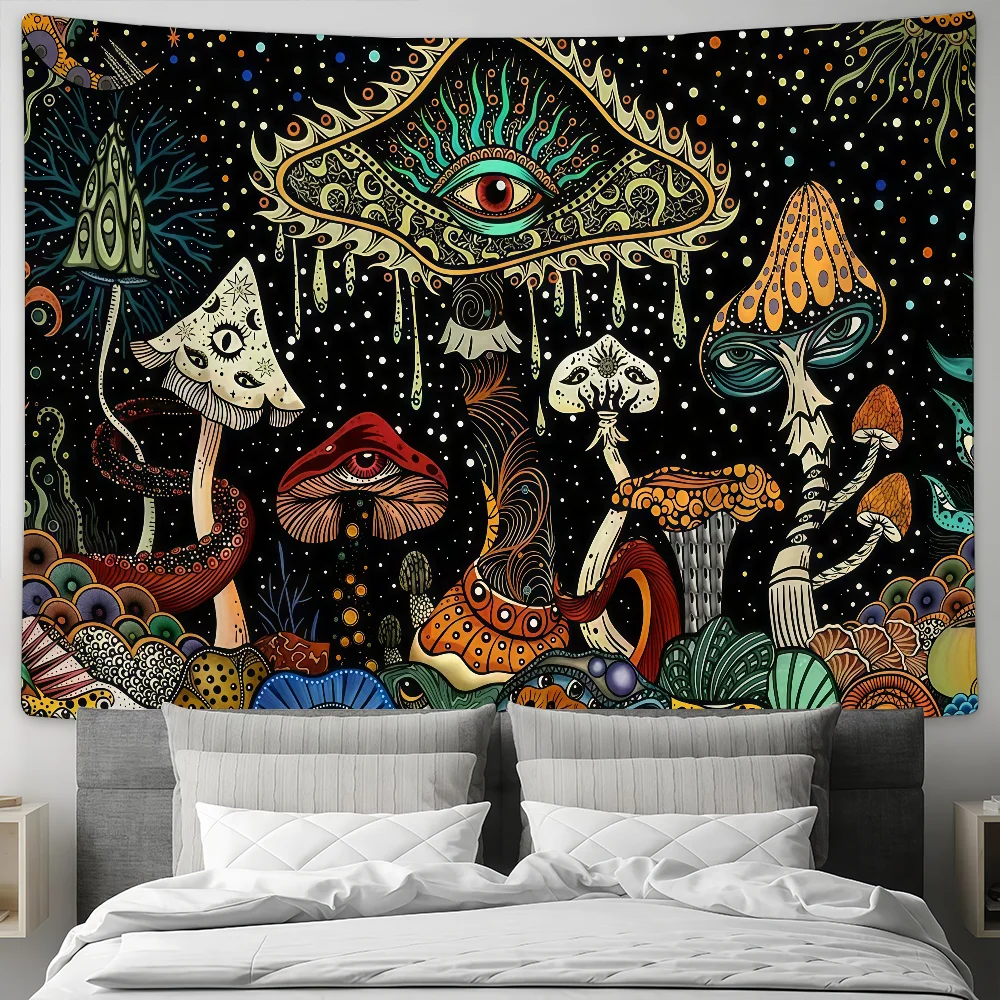 Mushroom Psychedelic Eyes flag Tapestries Outdoor Parties Bedrooms Living Rooms Dorm Rooms Wall Decor Banners Gifts