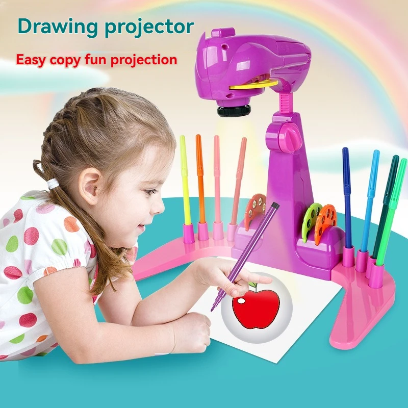 Geniet van mezelf kinderprojectie tekenspeelgoed, slimme kinderprojectie tekensketcher, verstelbare kunstschetscher projector Pasen