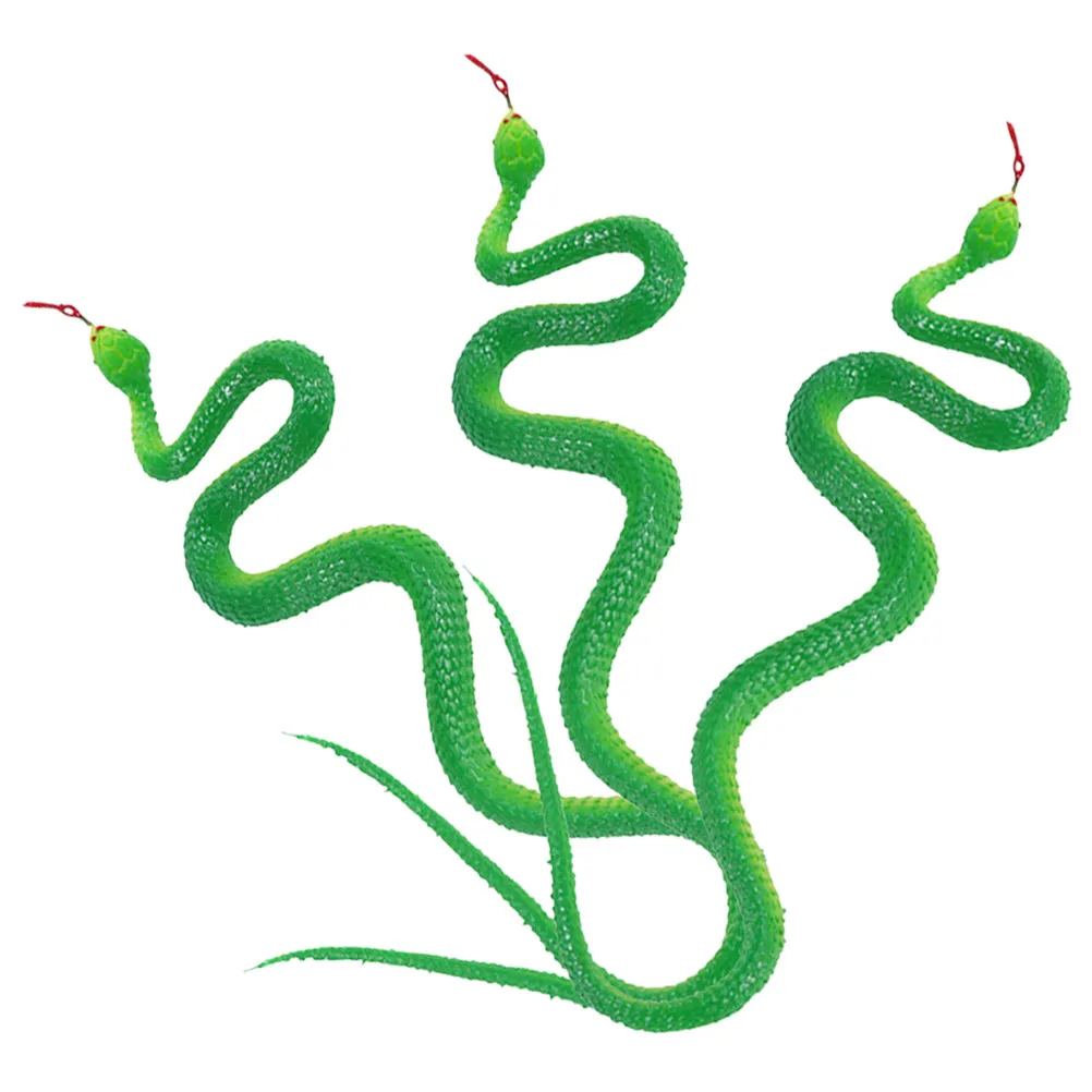 

3Pcs Artificial Snake Figure Realistic Design Rubber Decorative Prop for Outdoor Indoor Decoration Educational Recognition Tool