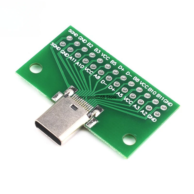 Type-C Male to Female USB 3.1 Test PCB Board Adapter Type C 24P 2.54mm Connector Socket For Data Line Wire Cable Transfer