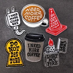 Lighter  Plug Coffee Patches Cloth Embroidered Applique Sewing Clothes Apparel Accessories Traffic Cone