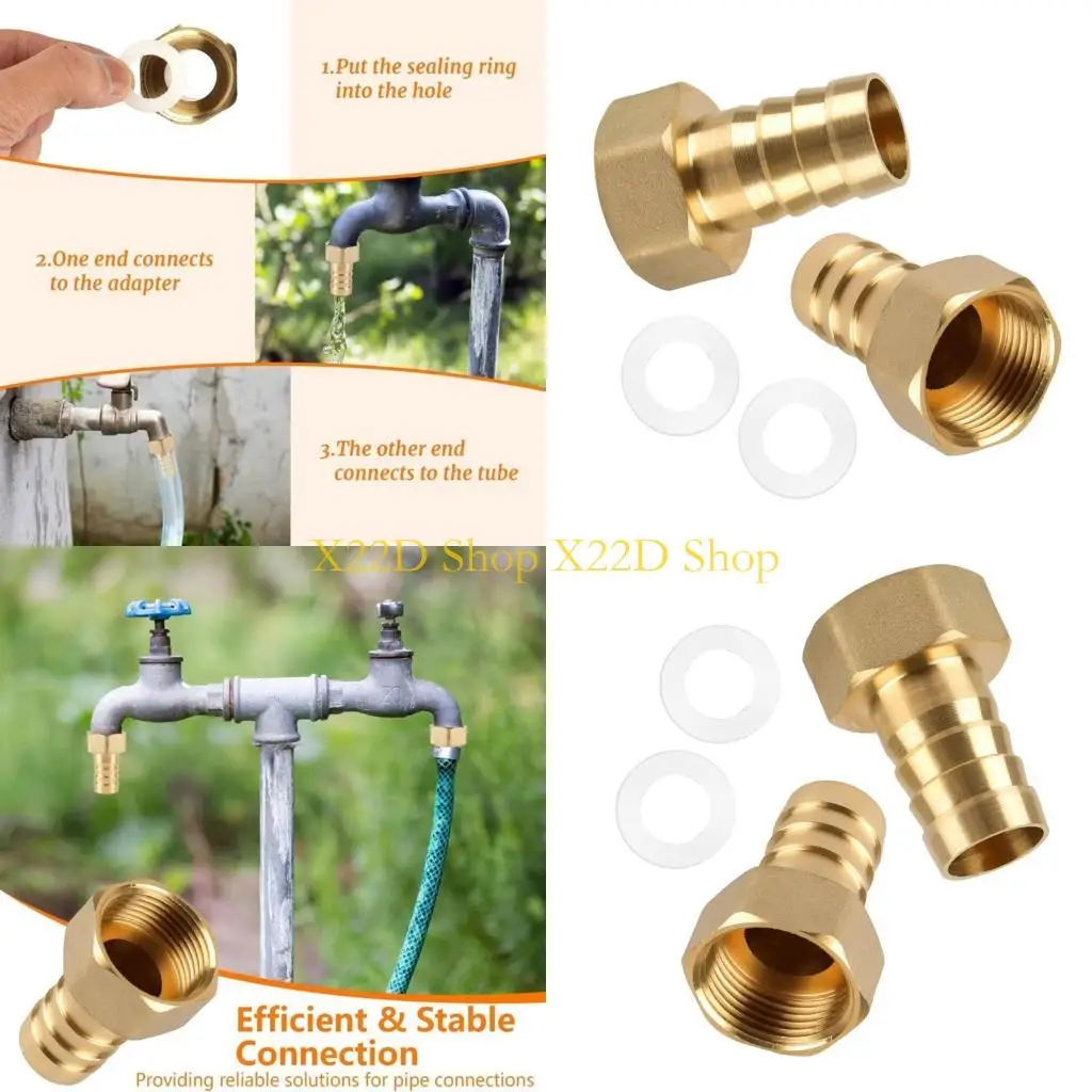

X22D 2 Brass 19mm Hose Nozzles Sealed Gaskets Corrosion Resistant Pipe Joint Fittings