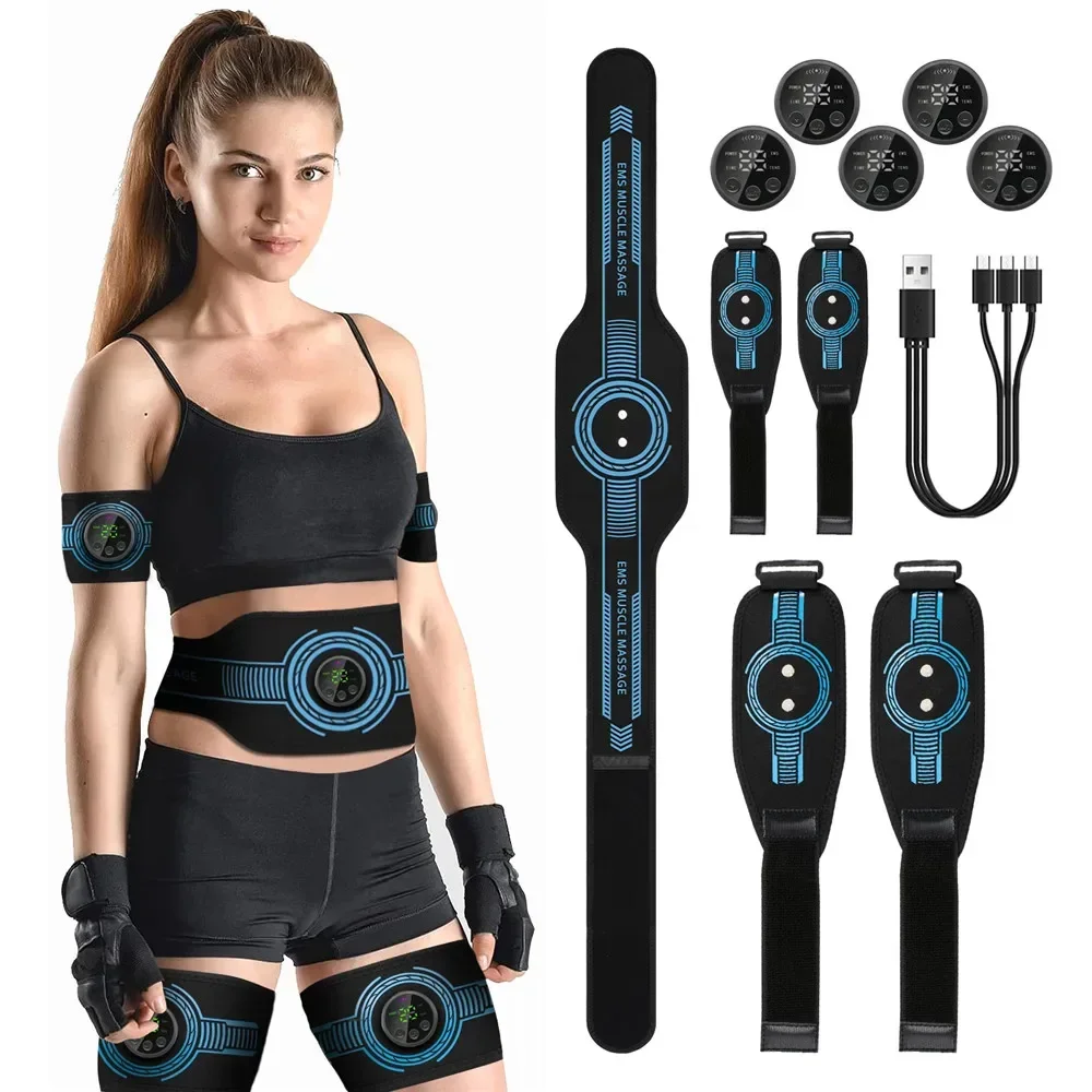 EMS 2Arm 2Leg 1Abdominal Massager Waist Belts Fitness Equipment Muscle Toner Wireless Abdominal Muscle Training Body Slimming