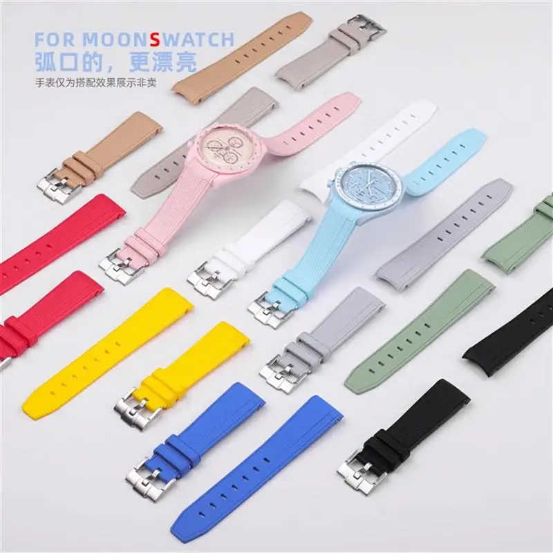 TINTAG Rubber Watchband For Omega X Swatch Joint MoonSwatch Constellation Men Women Waterproof Sports 20mm Curved End Watch