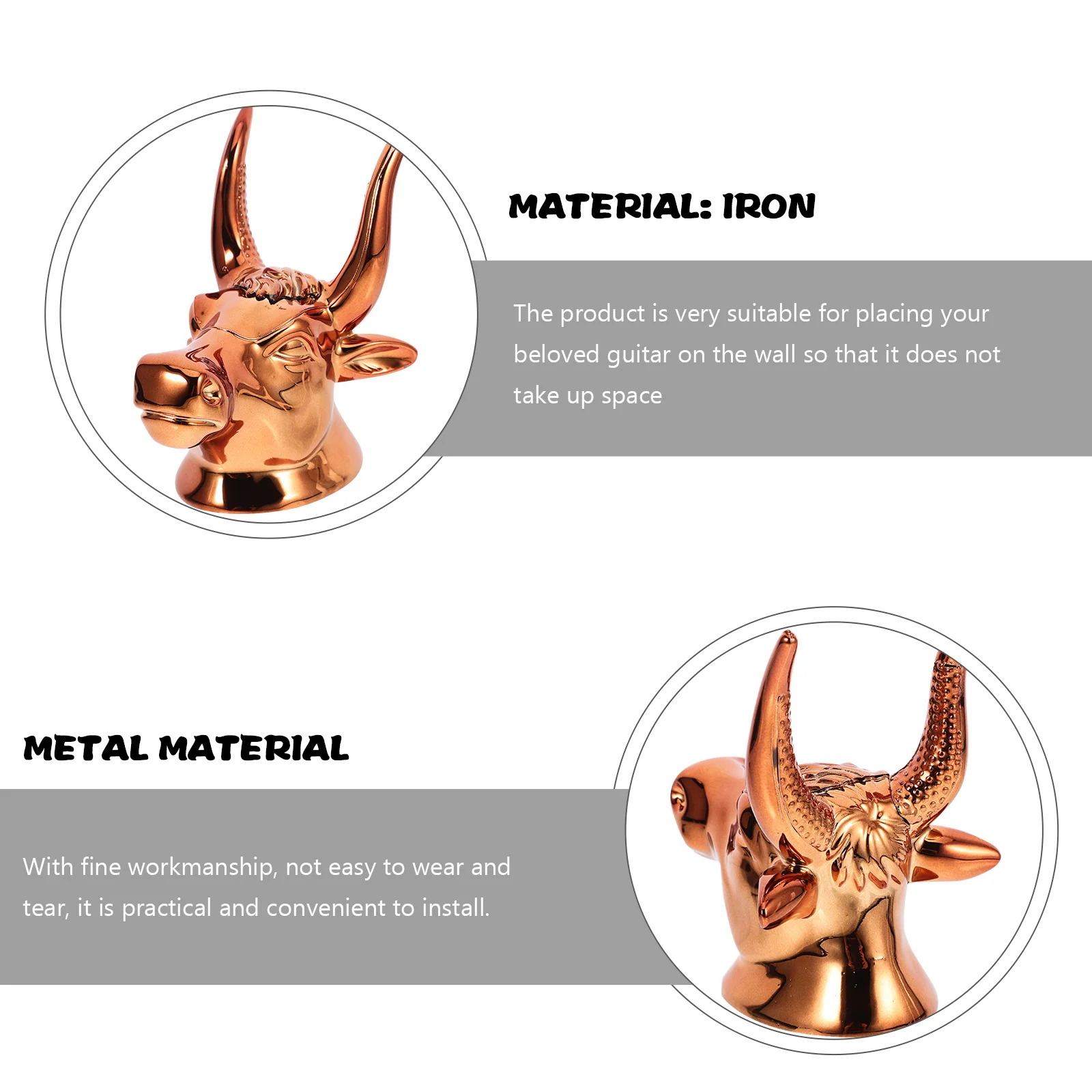 

Guitar Wall Hanger Ox Head Shaped Ukulele Rack Golden Sturdy Design Safe Long Time Use Guitar Hanger Ukulele Rack